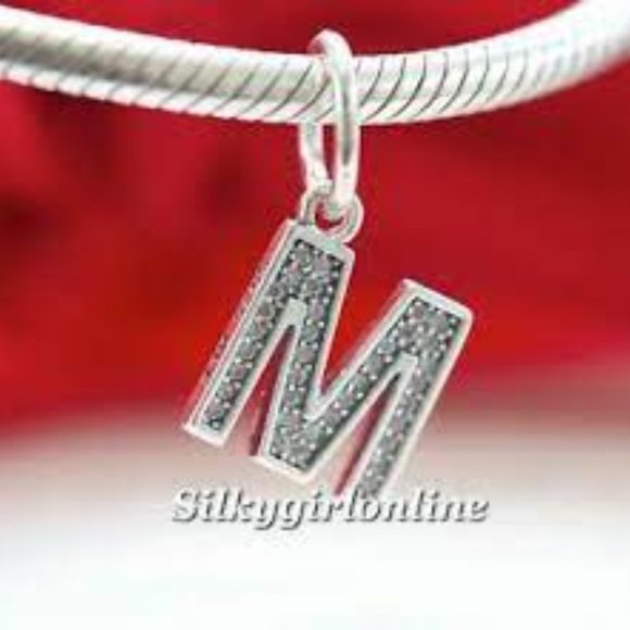 PANDORA Hanging Letter M Charm 791325CZ - Picture 1 of 1